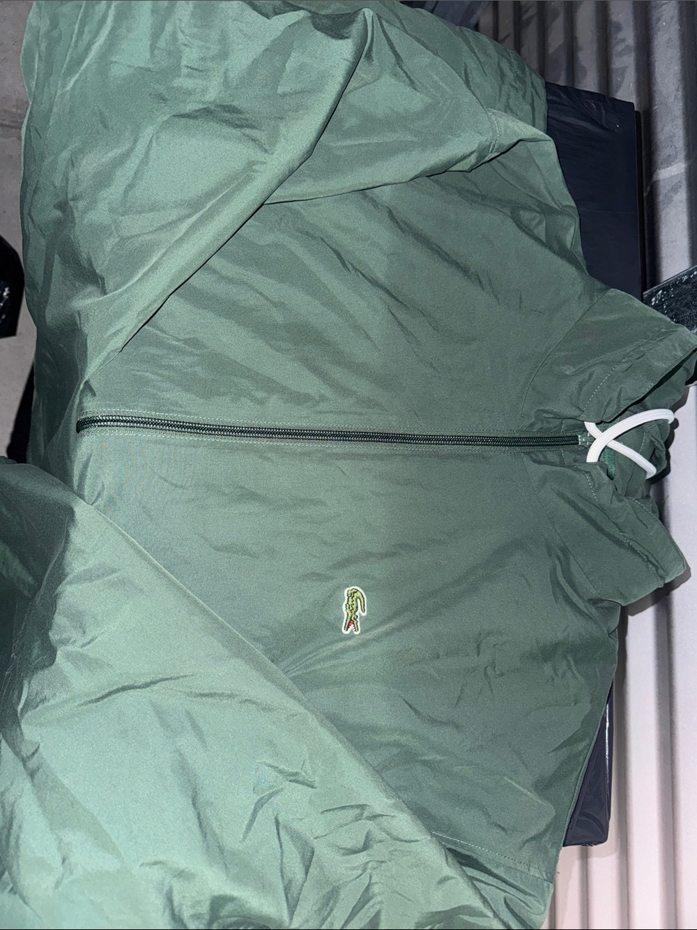 Lacoste Olive Green Full-Zip Hooded Windbreaker